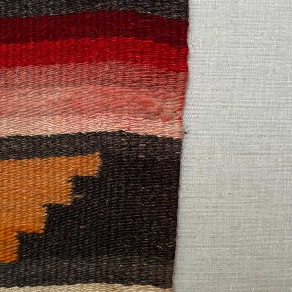 Vintage Navajo Mexican Southwest Wool Hand Woven Blanket Rug 24 x 55 + Fringe - Picture 4 of 11